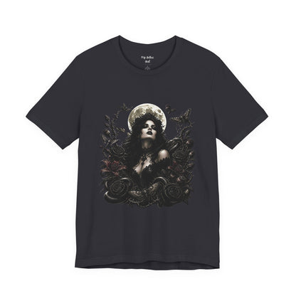 Gothic Moon Goddess Tee – Dark Floral Occult Graphic T-Shirt