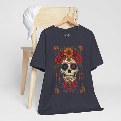 Day of the Dead Sugar Skull T-Shirt — Floral Calavera Graphic Tee