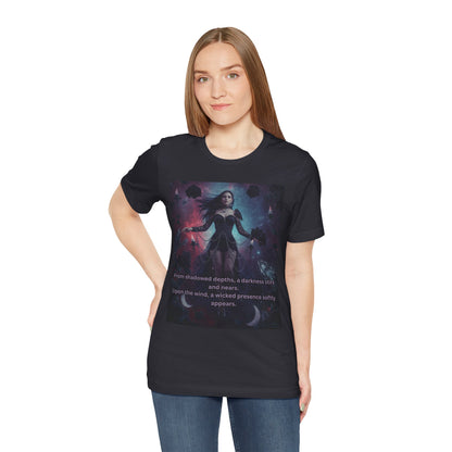Fantasy Witch T‑Shirt — "From shadowed depths..." Mystical Gothic Tee