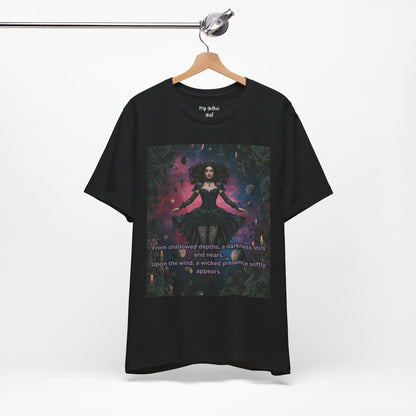 Gothic Sorceress Tee — "From shadowed depths..." Dark Fantasy Graphic T-Shirt