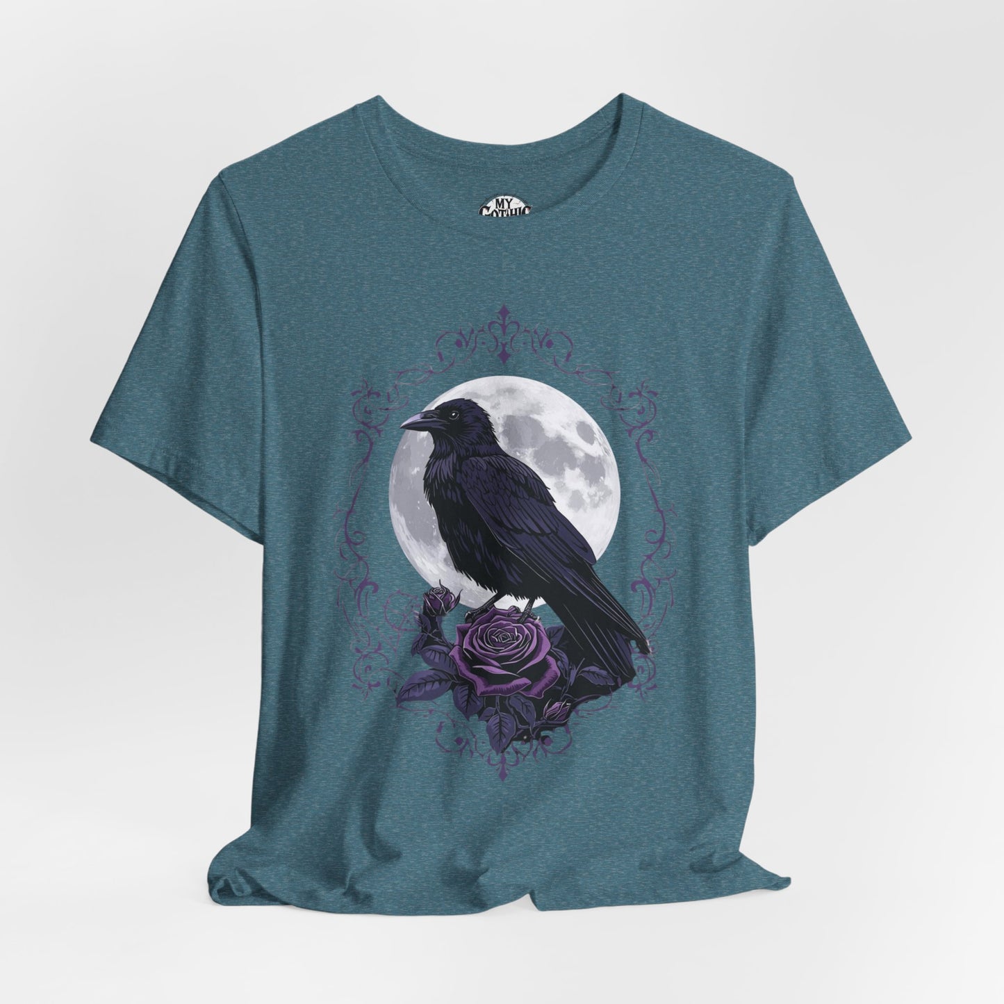 "The Raven and Moon"  Gothic Graphic T-Shirt – Alt Aesthetic Poetic Goth Street-wear