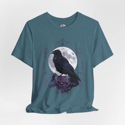 "The Raven and Moon"  Gothic Graphic T-Shirt – Alt Aesthetic Poetic Goth Street-wear