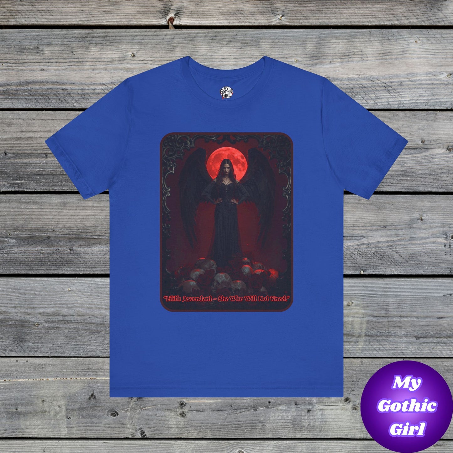 “Lilith Ascendant — She Who Will Not Kneel.” Graphic T-Shirt – Alt Aesthetic Poetic Goth Street-wear