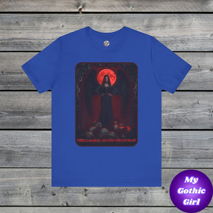 “Lilith Ascendant — She Who Will Not Kneel.” Graphic T-Shirt – Alt Aesthetic Poetic Goth Street-wear
