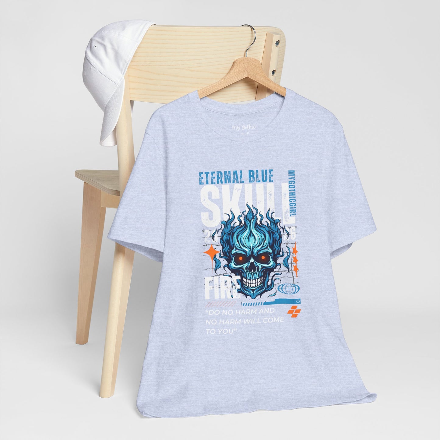 Eternal Blue Skull Flame Gothic Tee