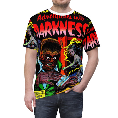 Vintage Horror Comic Tee — "Adventures into Darkness"