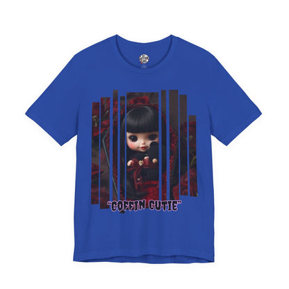 “Coffin Cutie” — cute Gothic doll peeking out from a small coffin Graphic T-Shirt – Alt Aesthetic Poetic Goth Street-wear