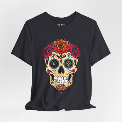 Day of the Dead Sugar Skull T‑Shirt — Floral Calavera Graphic Tee