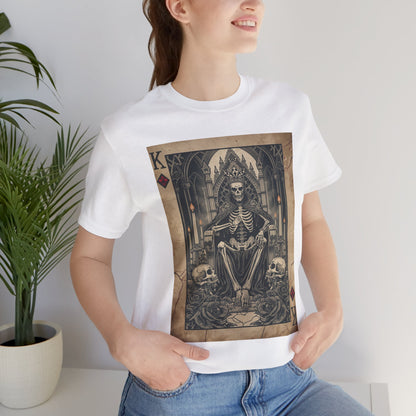 Skeleton King Playing Card Graphic Tee — Gothic Skull Throne T-Shirt