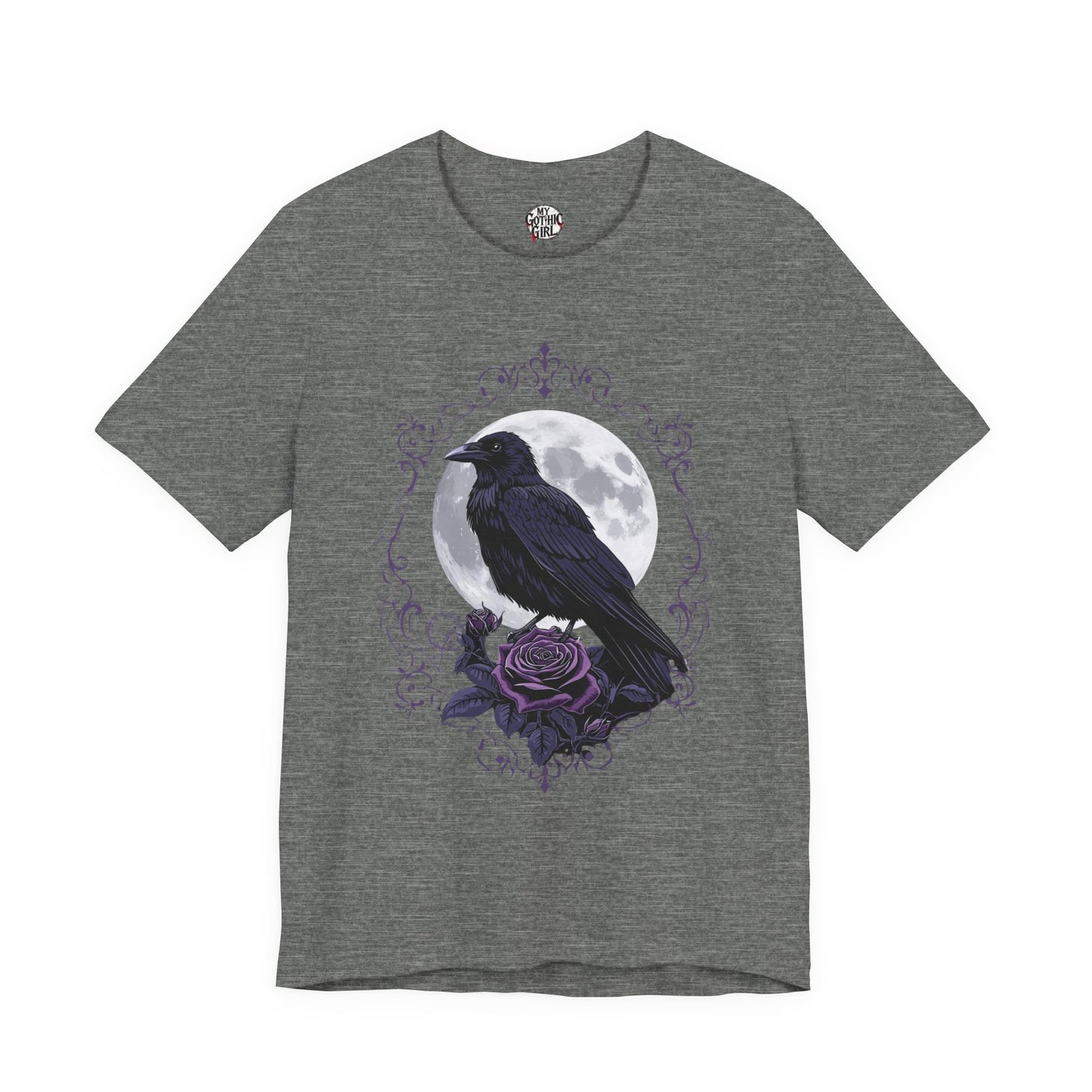 "The Raven and Moon"  Gothic Graphic T-Shirt – Alt Aesthetic Poetic Goth Street-wear