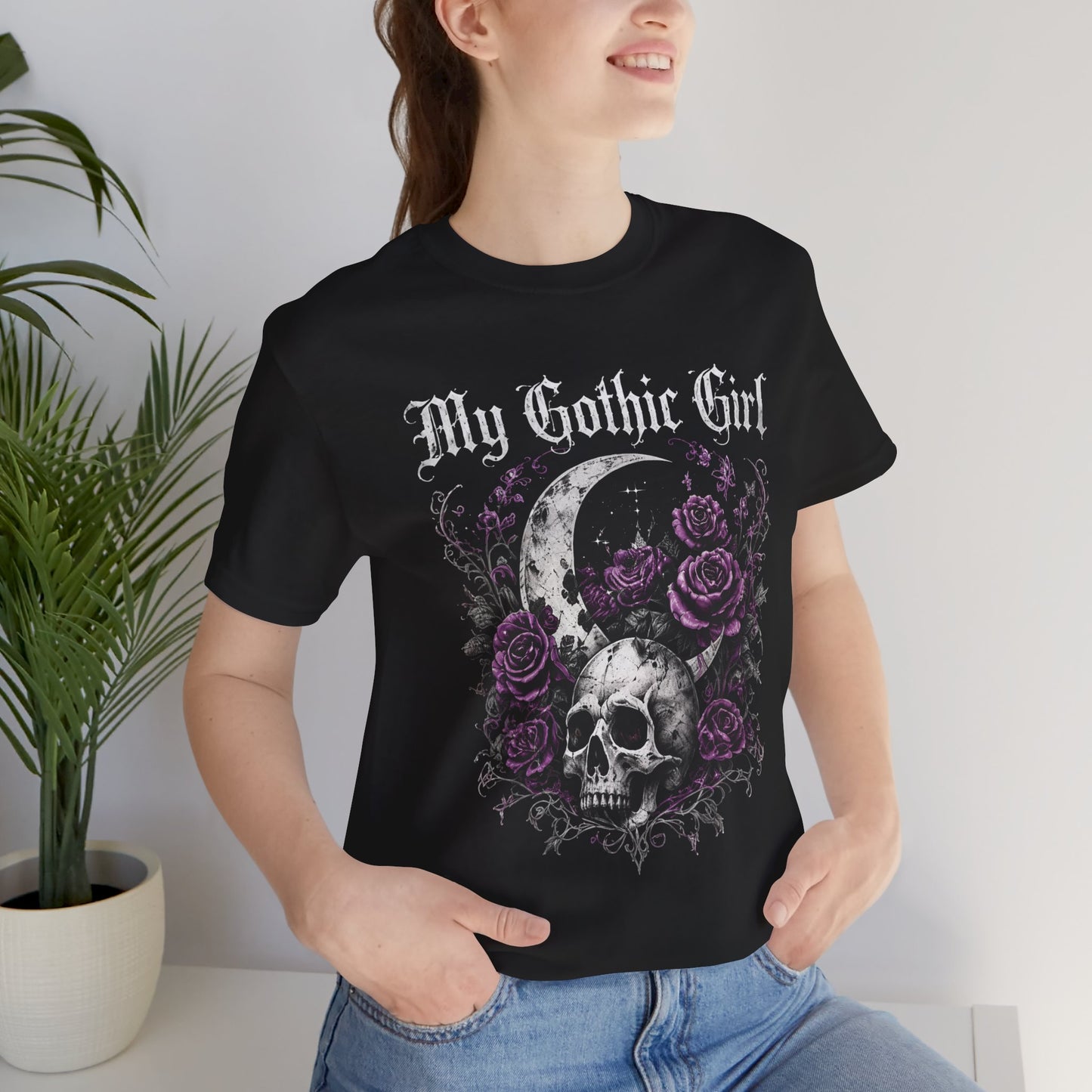 My Gothic Girl Skull Tee — Gothic Moon & Purple Roses T-Shirt