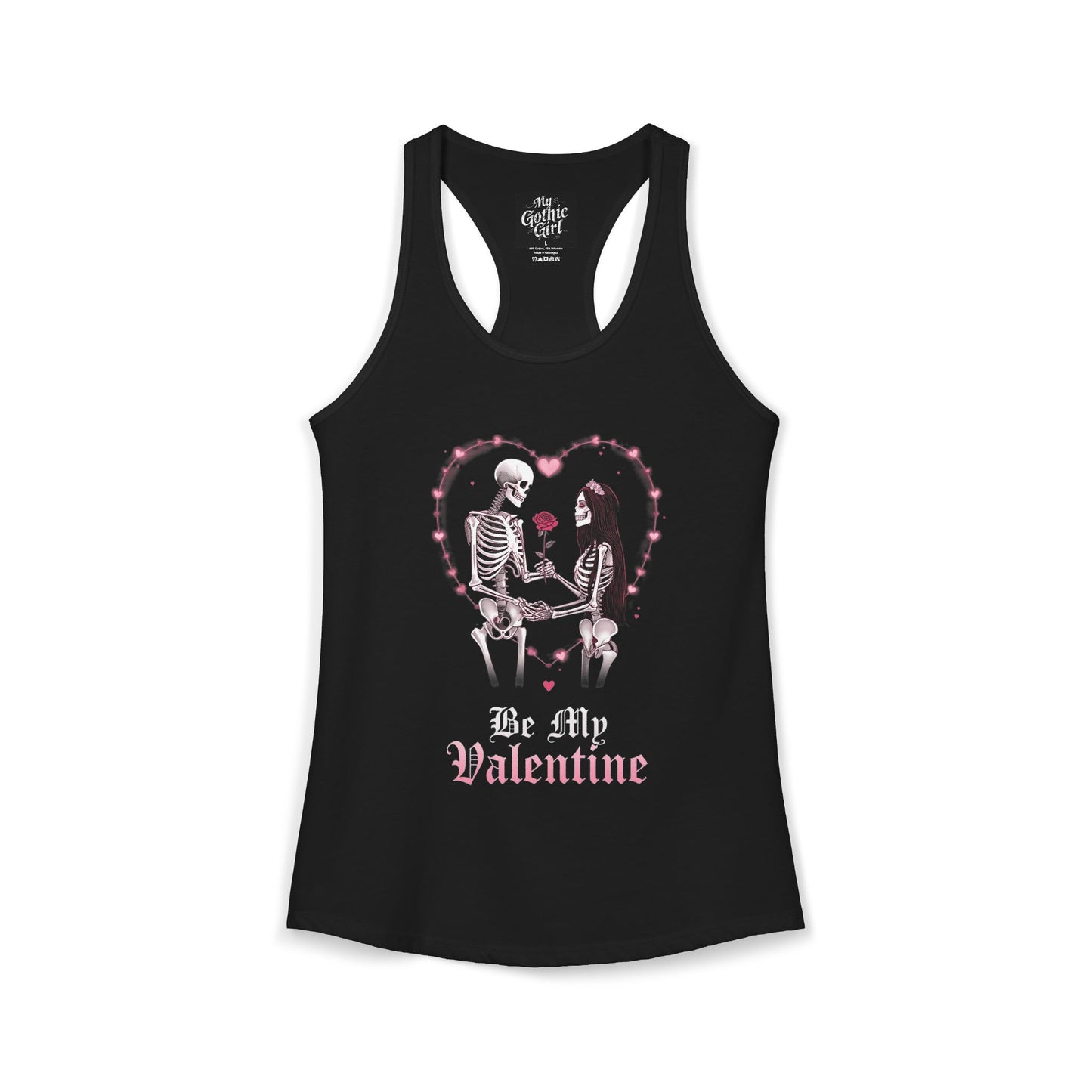 Cute Gothic Skeleton Romance Shirt — Women's Racerback Tank