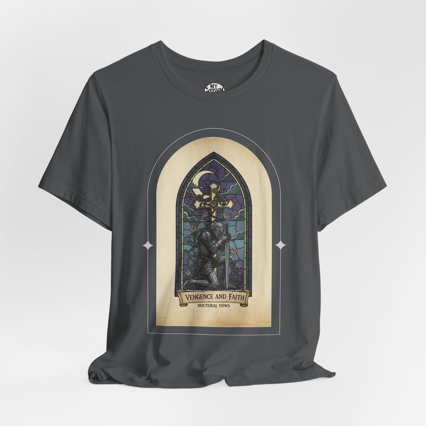 "Vengeance and Faith"  Gothic Graphic T-Shirt – Alt Aesthetic Poetic Goth Streetwear
