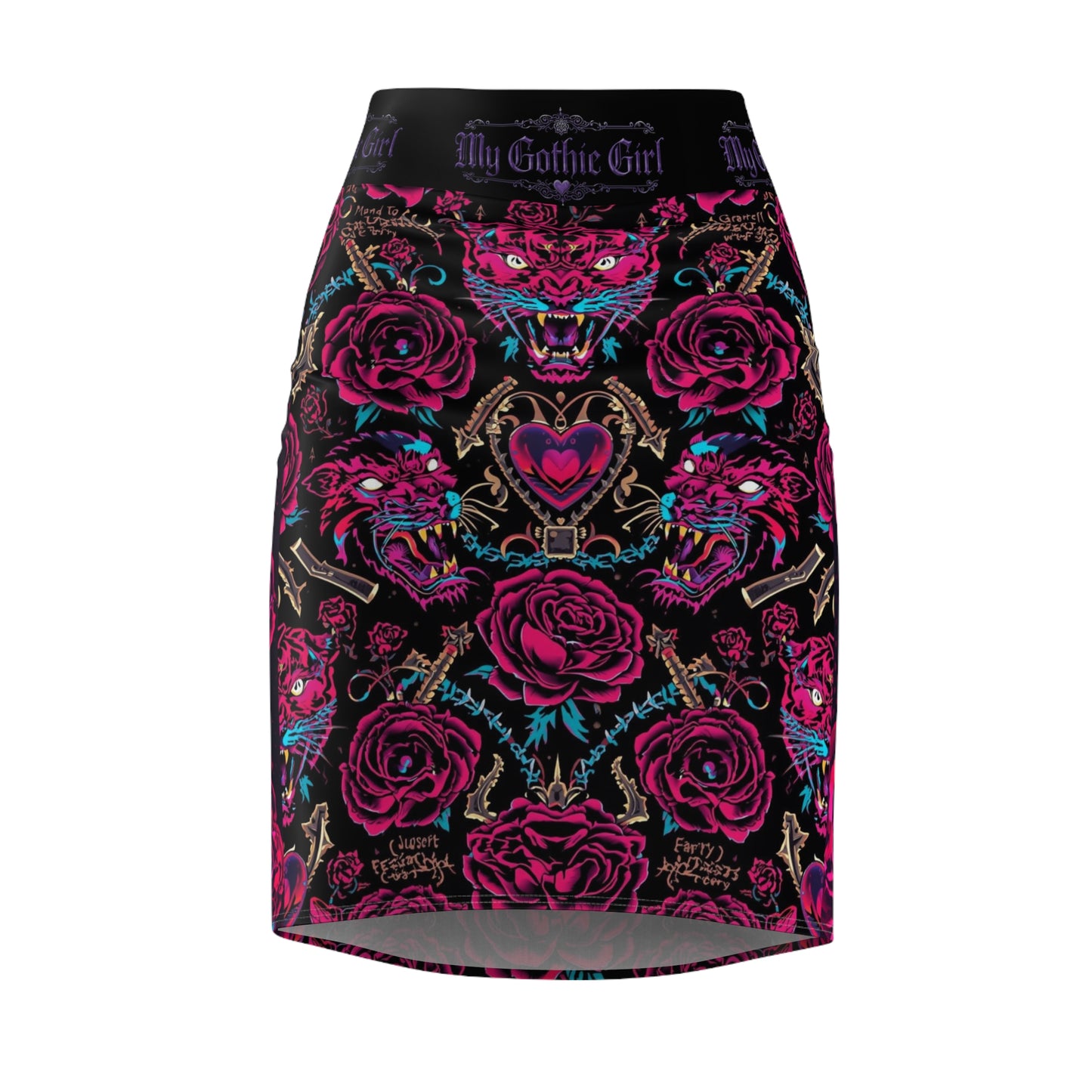 Gothic Rose Pencil Skirt — My Gothic Girl Heart & Tiger Print