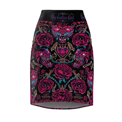 Gothic Rose Pencil Skirt — My Gothic Girl Heart & Tiger Print