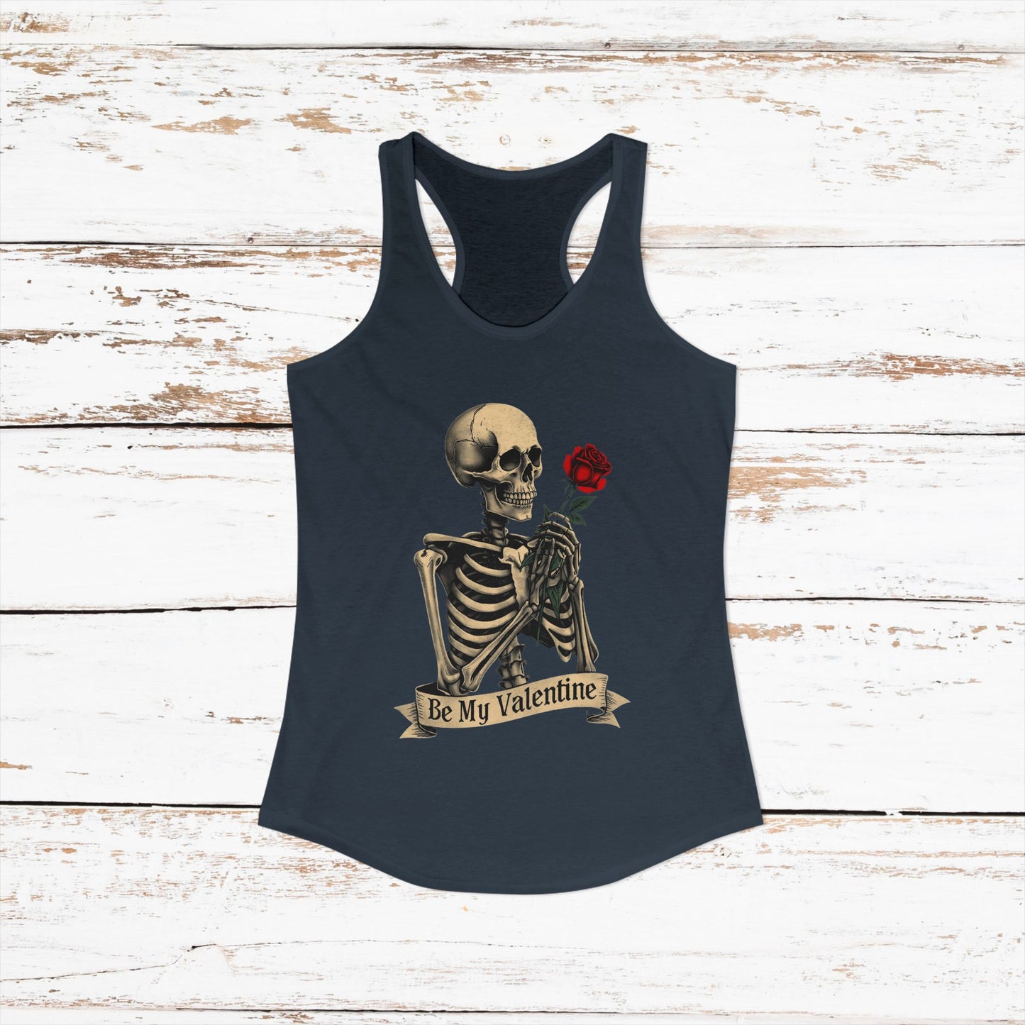 Be My Valentine Gothic Skeleton — Women's Racerback Tank Top