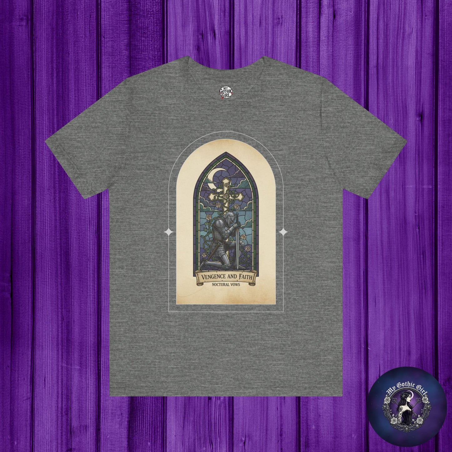 "Vengeance and Faith"  Gothic Graphic T-Shirt – Alt Aesthetic Poetic Goth Streetwear