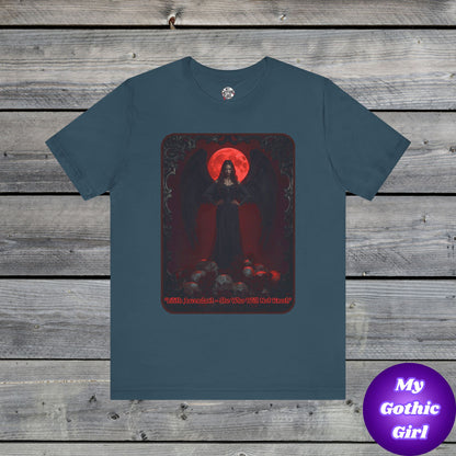 “Lilith Ascendant — She Who Will Not Kneel.” Graphic T-Shirt – Alt Aesthetic Poetic Goth Street-wear