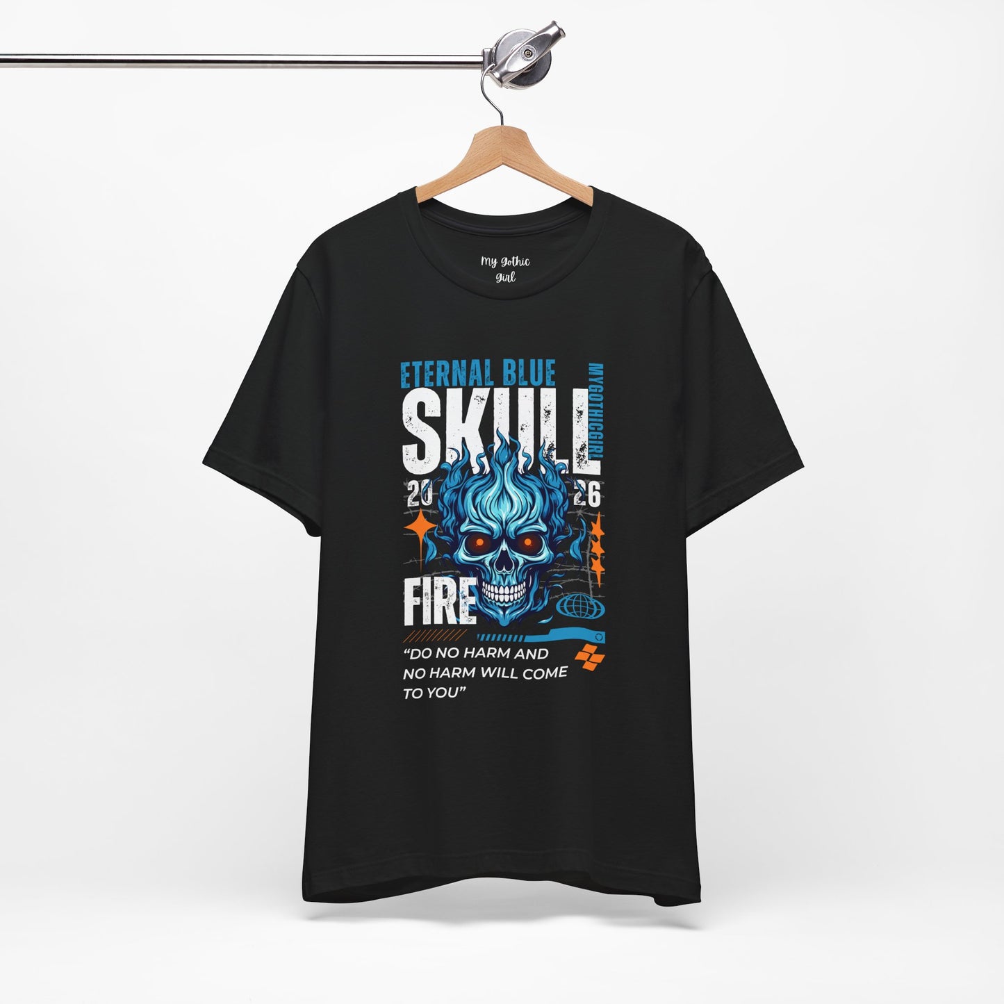 Eternal Blue Skull Flame Gothic Tee