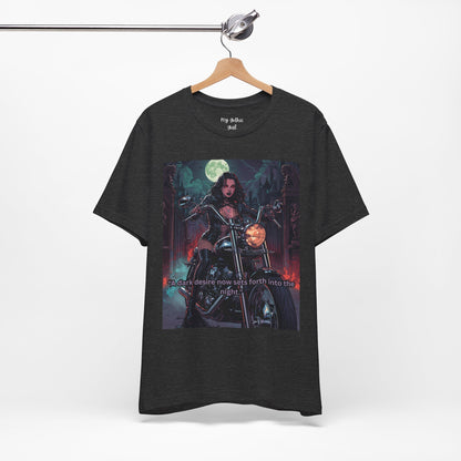 Dark Rider Motorcycle T-Shirt — "A dark desire now sets forth into the night" Gothic Tee