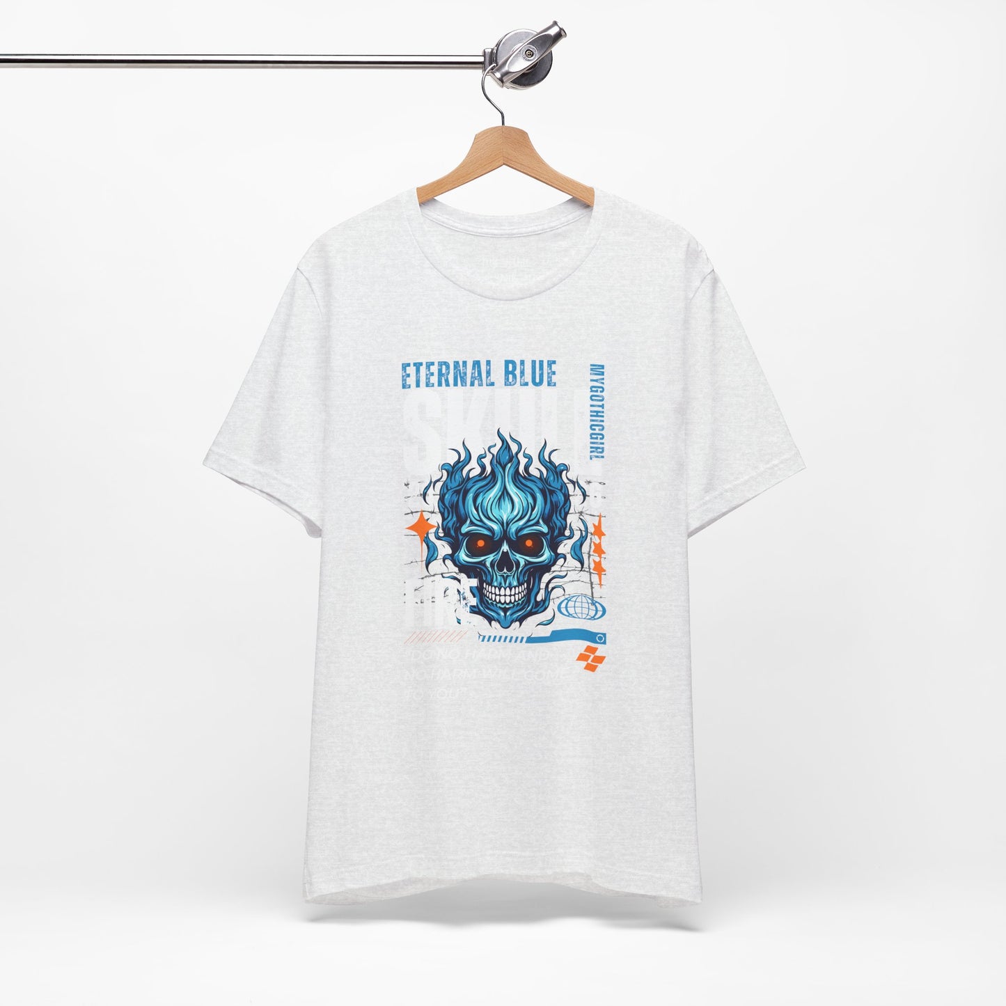 Eternal Blue Skull Flame Gothic Tee