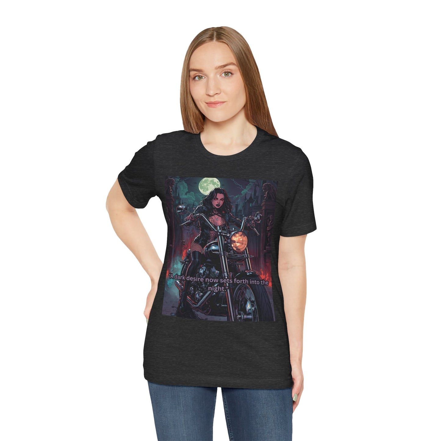 Dark Rider Motorcycle T-Shirt — "A dark desire now sets forth into the night" Gothic Tee