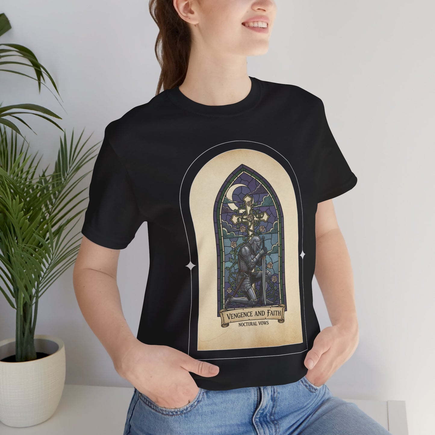 "Vengeance and Faith"  Gothic Graphic T-Shirt – Alt Aesthetic Poetic Goth Streetwear