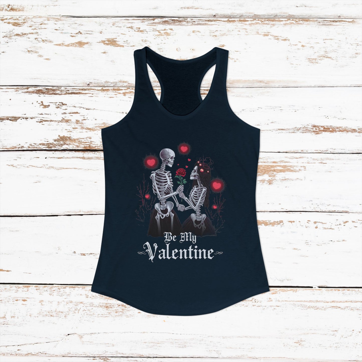 Cute Gothic Skeleton Romance Shirt — Women's Racerback Tank