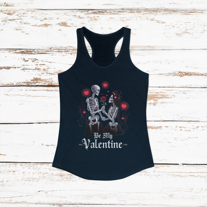 Cute Gothic Skeleton Romance Shirt — Women's Racerback Tank