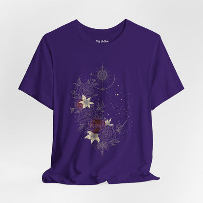 “Dark Floral Moon & Ornamental Geometry” T-Shirt Dark Floral Moon Ornamental Geometry Unisex Jersey Short Sleeve Tee