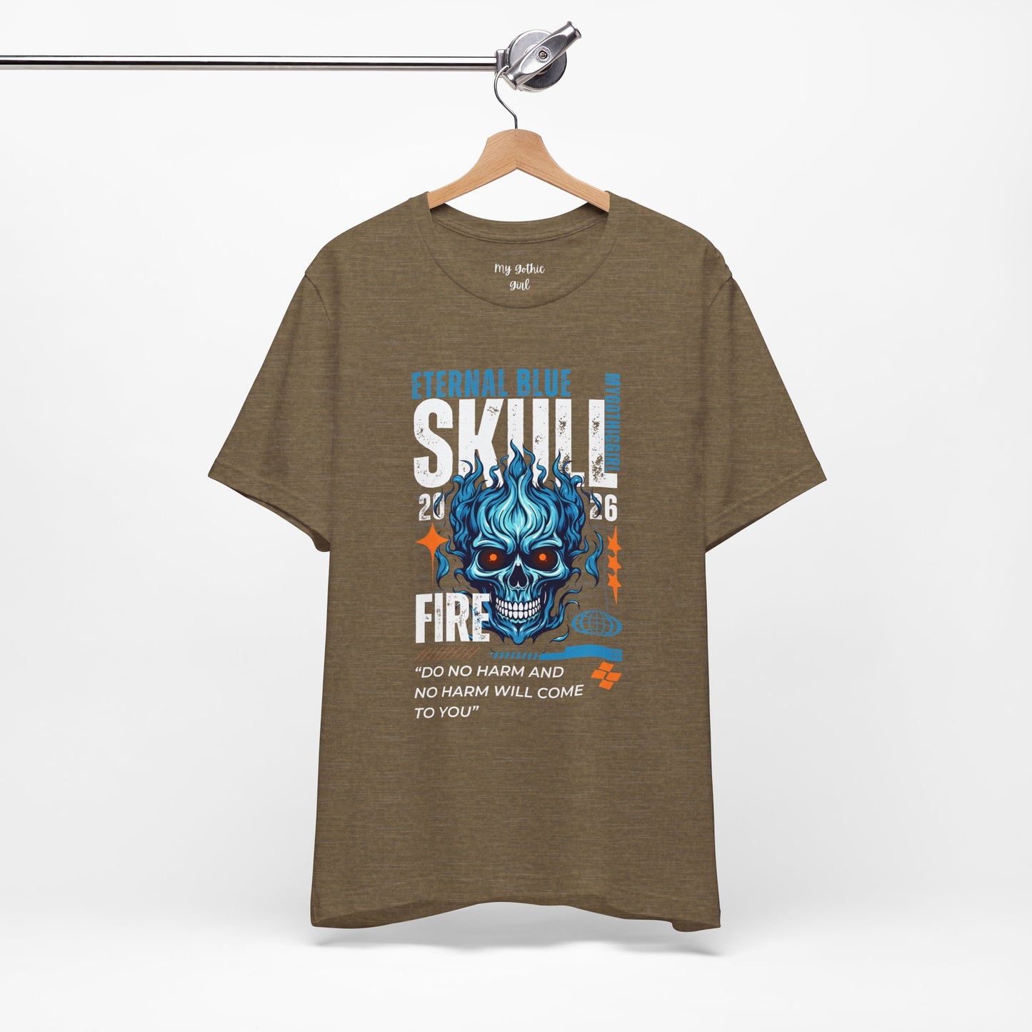 Eternal Blue Skull Flame Gothic Tee