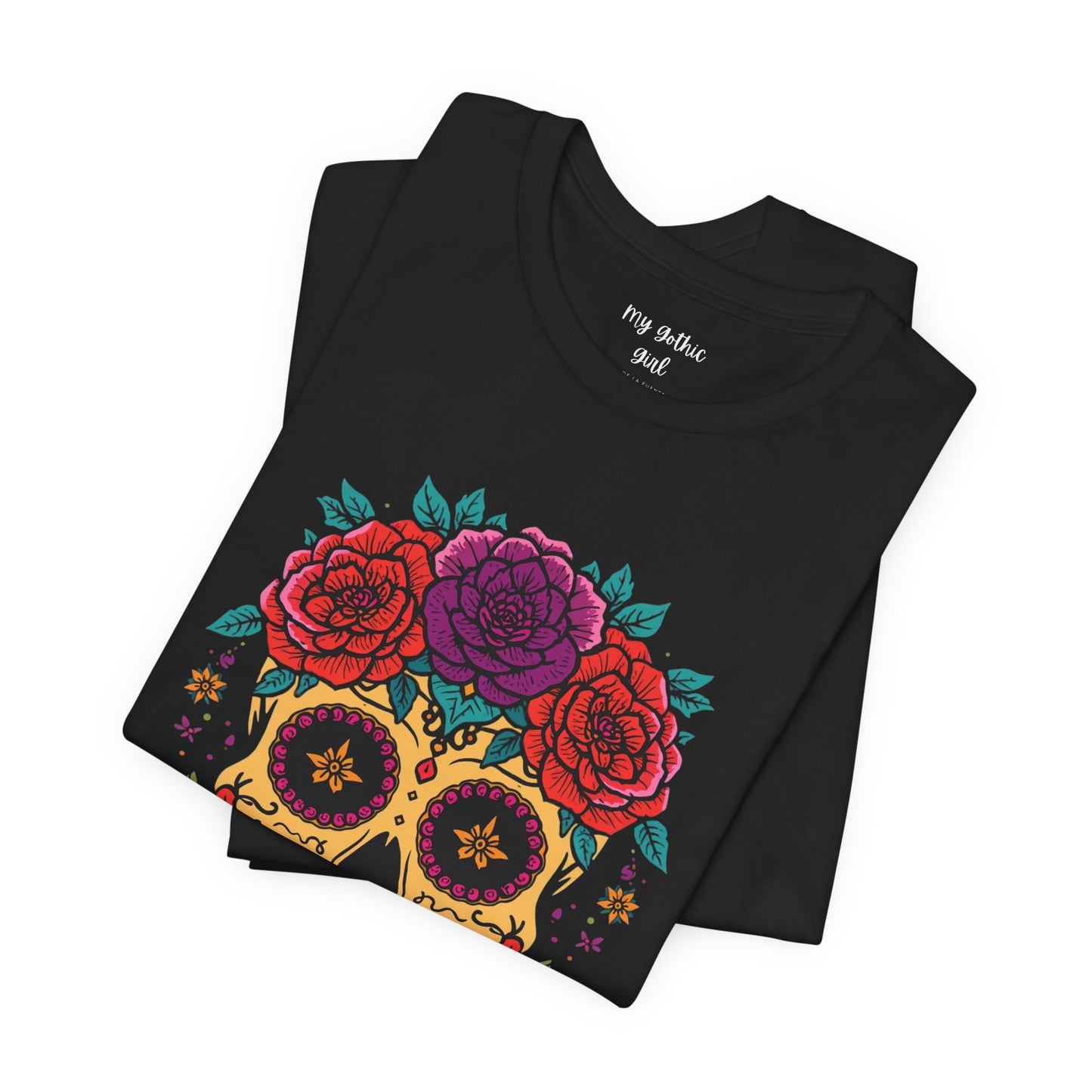 Day of the Dead Sugar Skull Tee — Floral Calavera Graphic T-Shirt