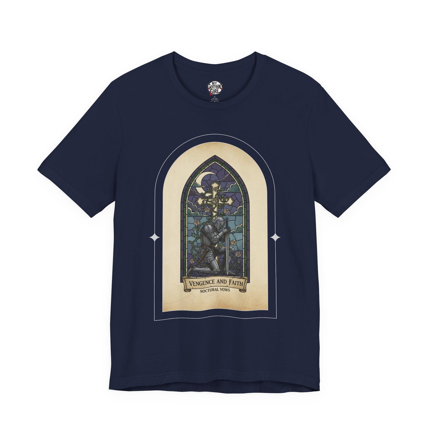 "Vengeance and Faith"  Gothic Graphic T-Shirt – Alt Aesthetic Poetic Goth Streetwear