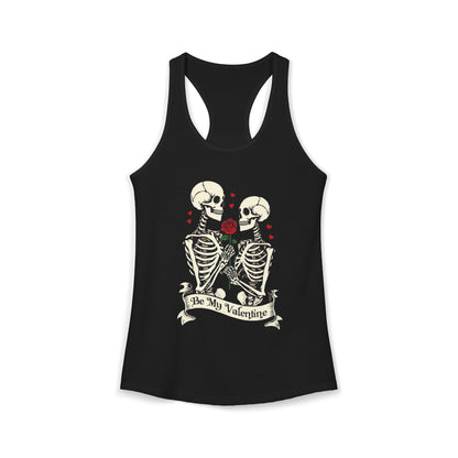 Cute Gothic Skeleton Romance Shirt — Women's Racerback Tank