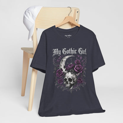 My Gothic Girl Skull Tee — Gothic Moon & Purple Roses T-Shirt