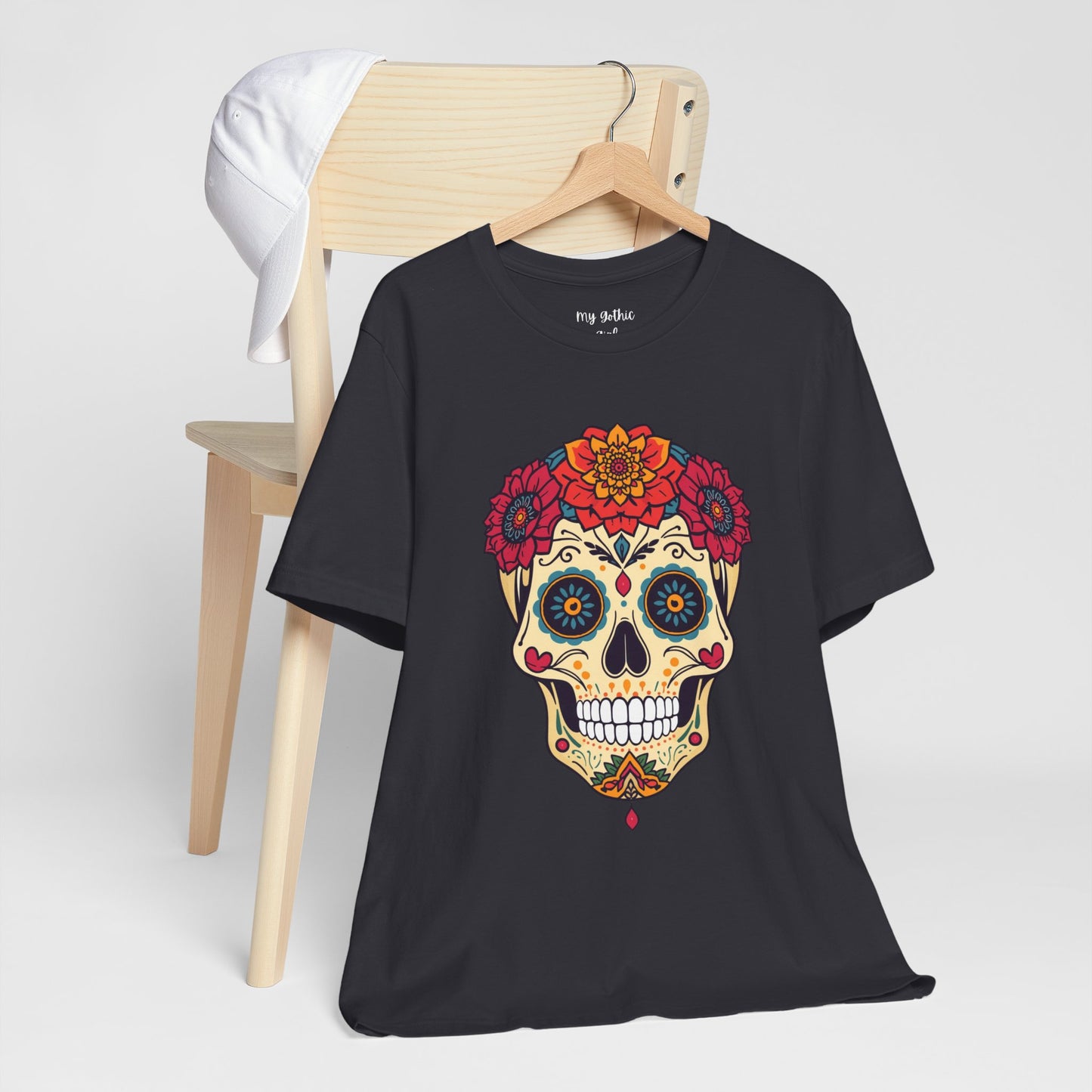Day of the Dead Sugar Skull T‑Shirt — Floral Calavera Graphic Tee