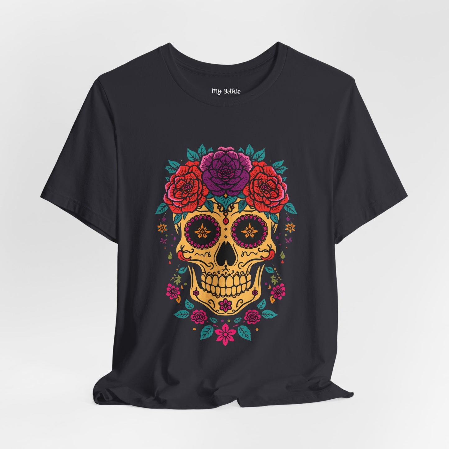Day of the Dead Sugar Skull Tee — Floral Calavera Graphic T-Shirt