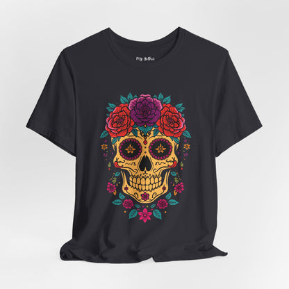 Day of the Dead Sugar Skull Tee — Floral Calavera Graphic T-Shirt
