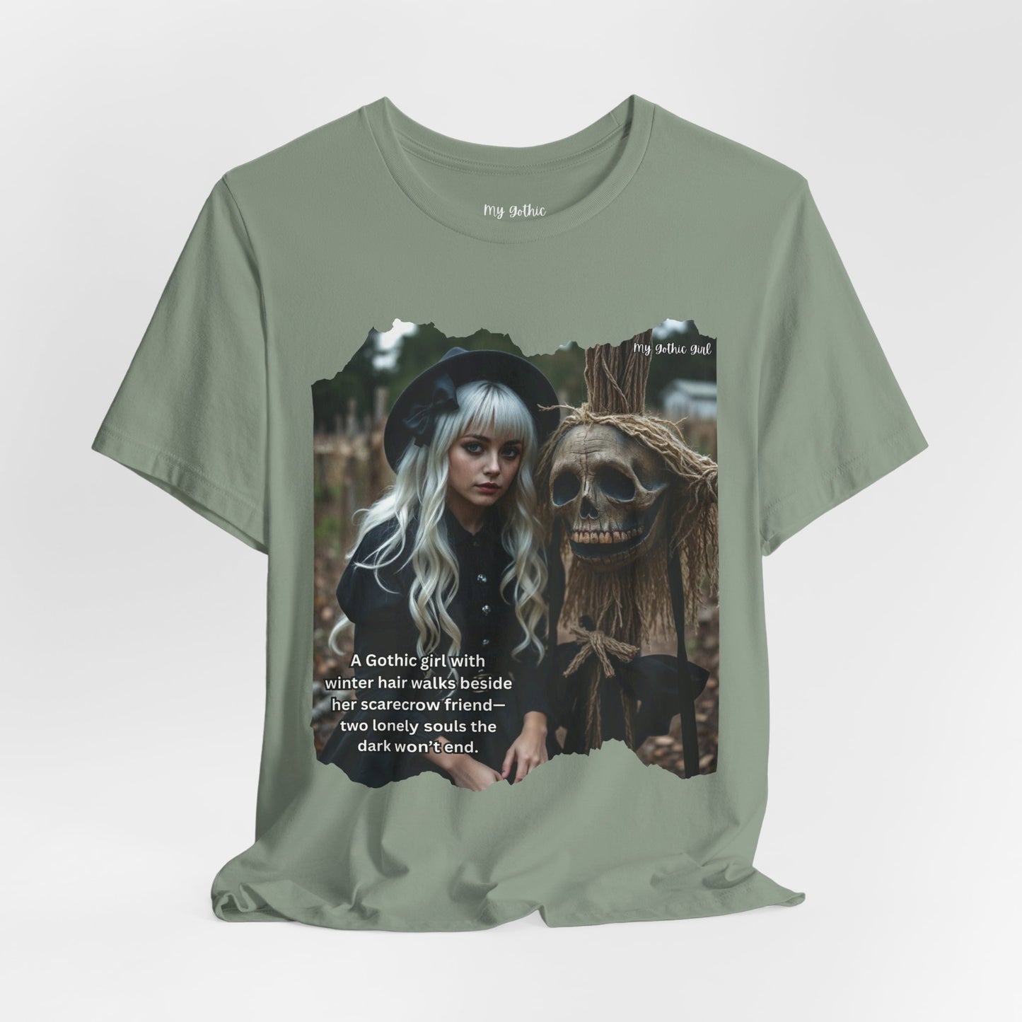 My Gothic Girl T-Shirt "Scarecrow Friend" – Whimsy Goth Streetwear, Dark Poetry Fashion, Alt Aesthetic Apparel