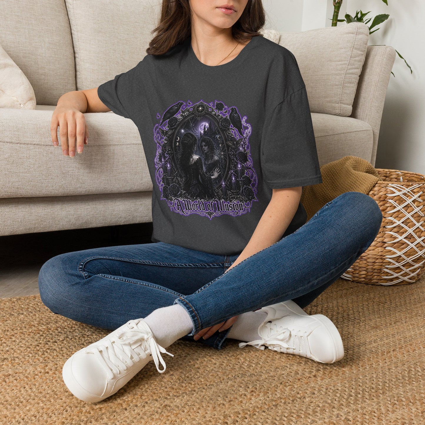 Gothic Mirror T-Shirt — "My Gothic Girl" Dark Violet Graphic Tee