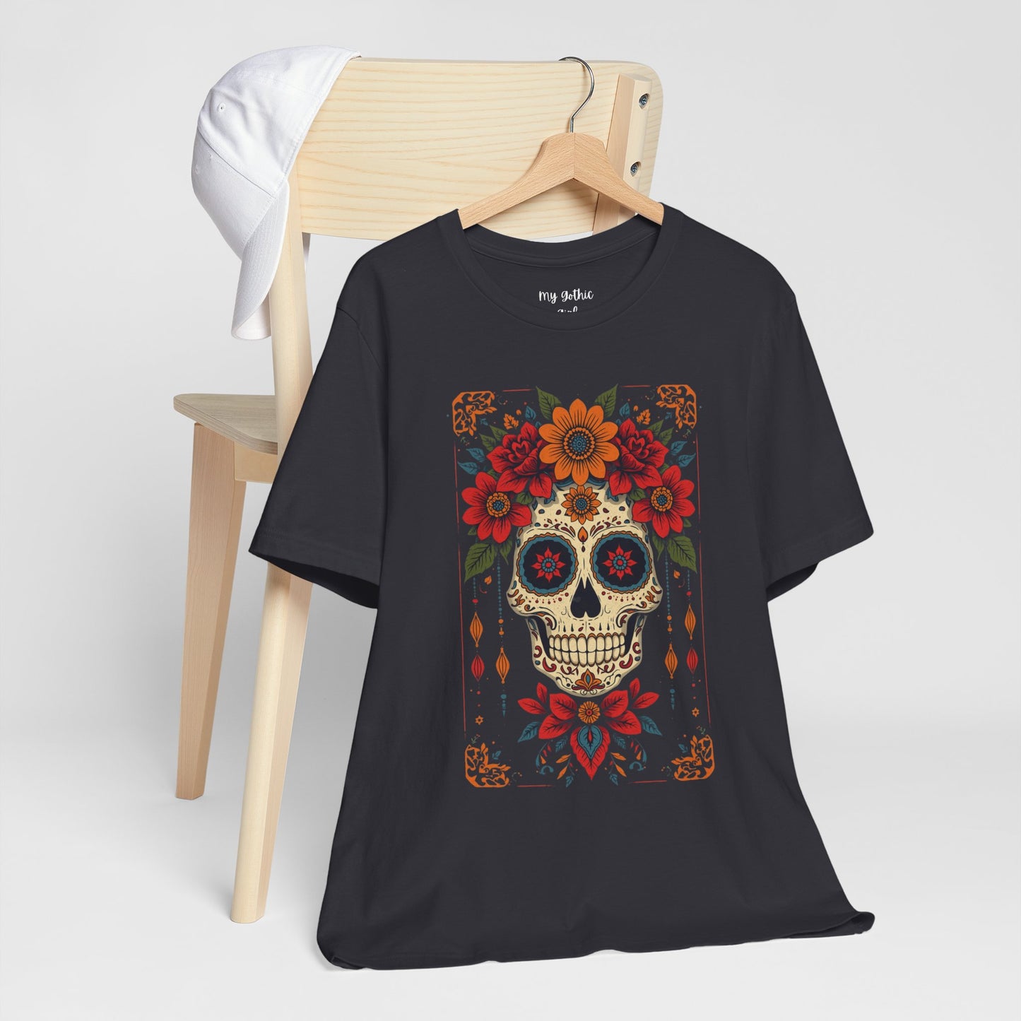 Day of the Dead Sugar Skull T-Shirt — Floral Calavera Graphic Tee