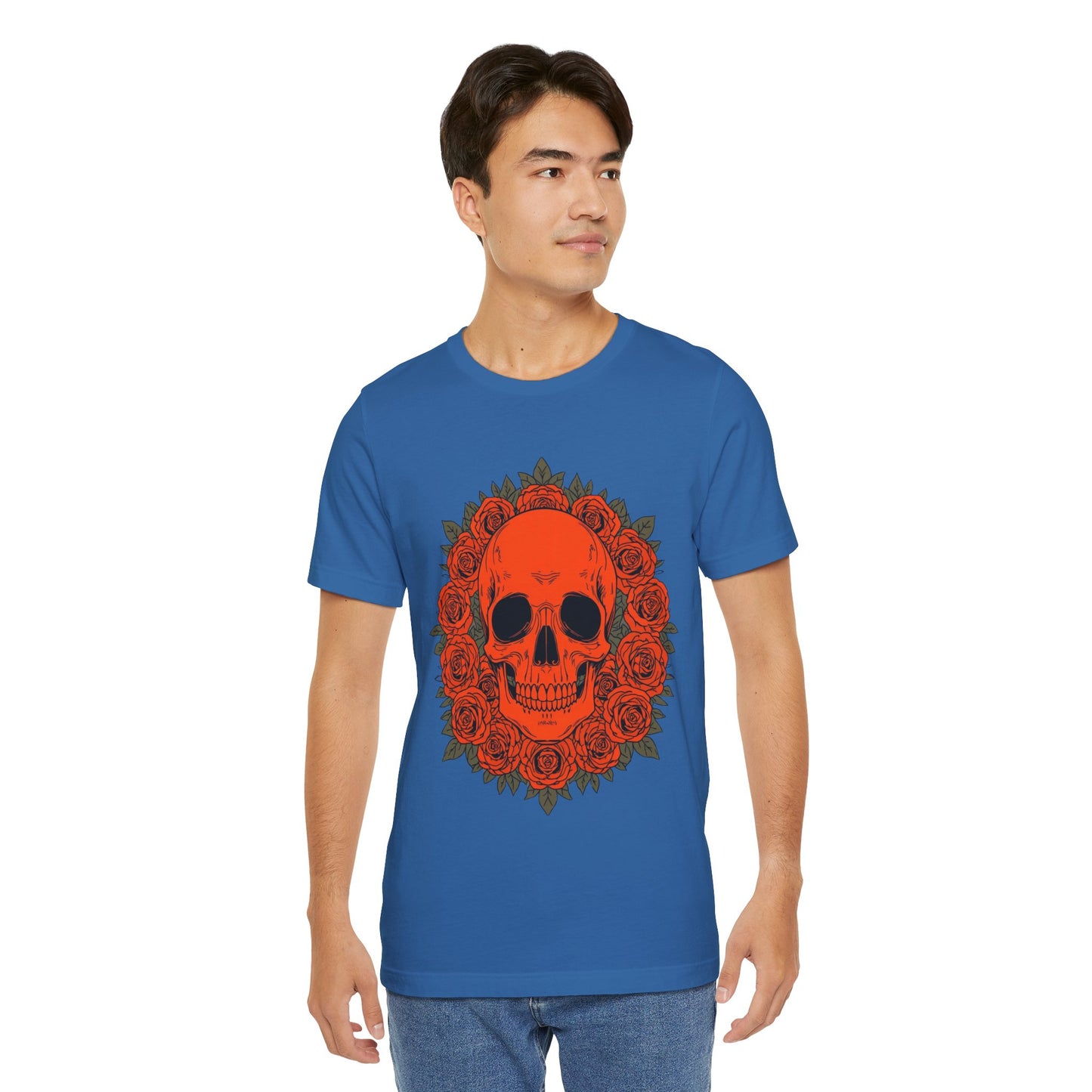 "ORANGE SKULL & ROSES"  Gothic Graphic T-Shirt – Alt Aesthetic Poetic Goth Streetwear
