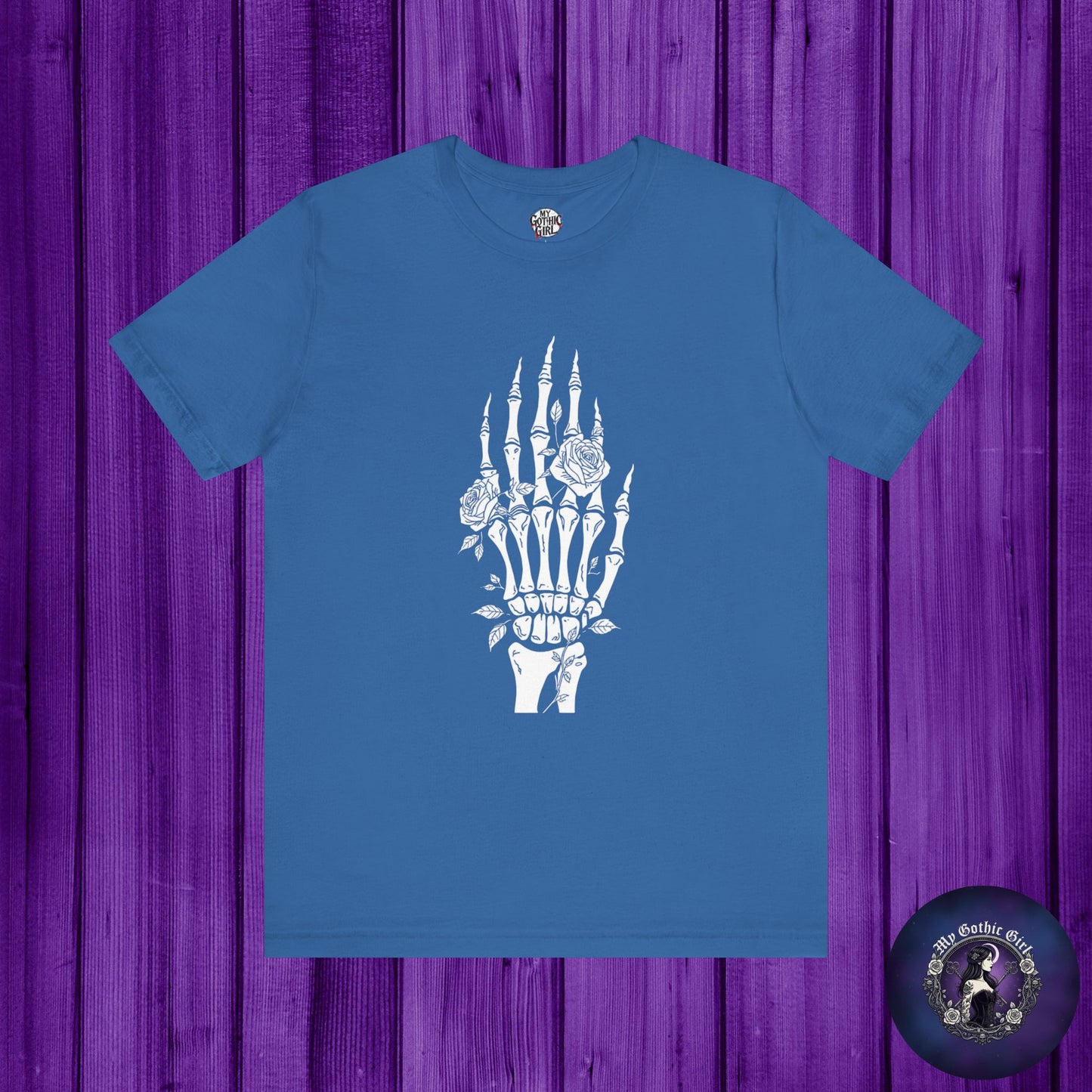 White Roses and Skeleton Hand  Gothic Graphic T-Shirt – Alt Aesthetic Poetic Goth Streetwear