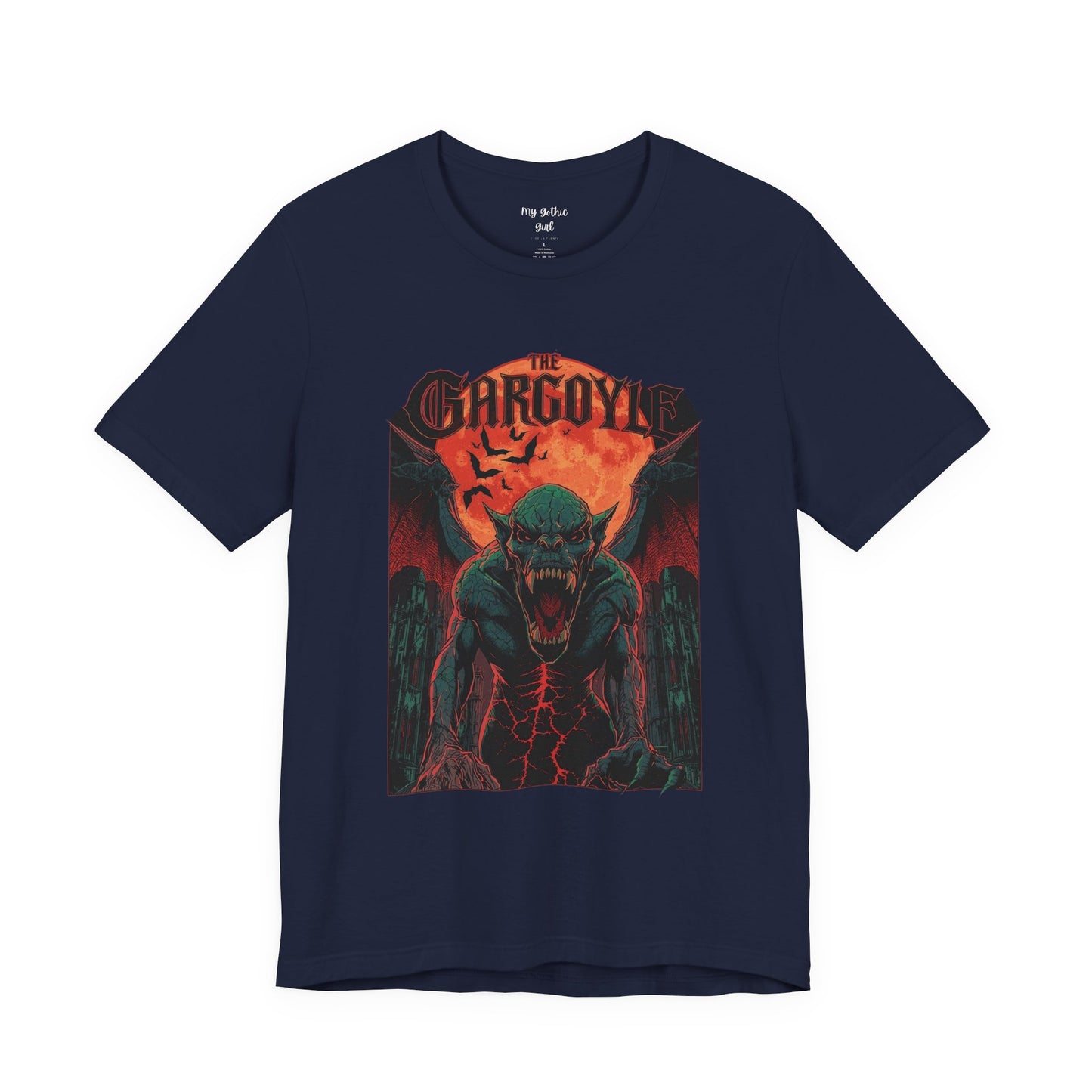 "The Gargoyle" — Dark Gothic Winged Statue Graphic Tee Design