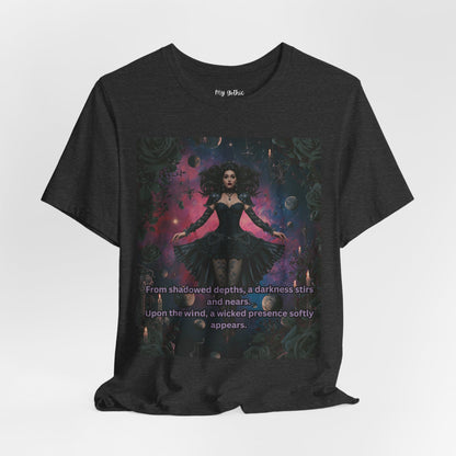 Gothic Sorceress Tee — "From shadowed depths..." Dark Fantasy Graphic T-Shirt