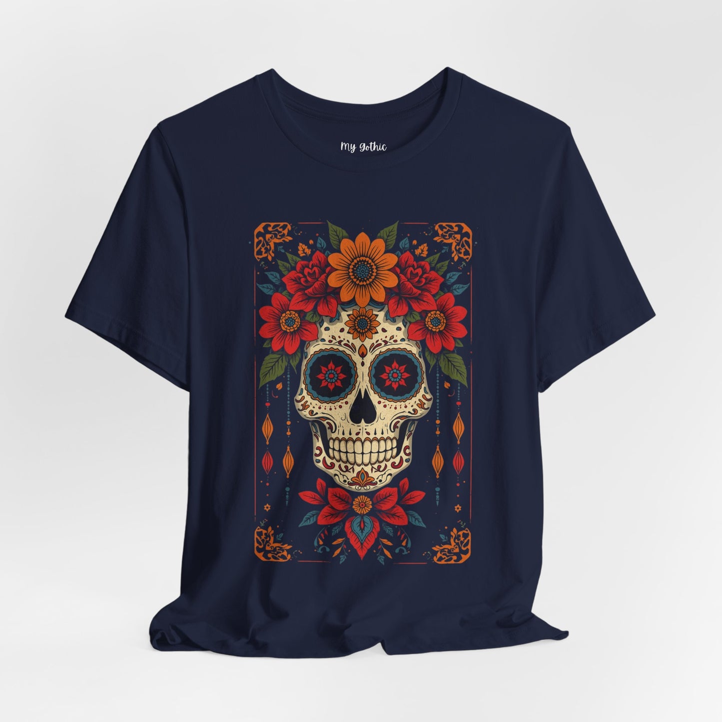 Day of the Dead Sugar Skull T-Shirt — Floral Calavera Graphic Tee