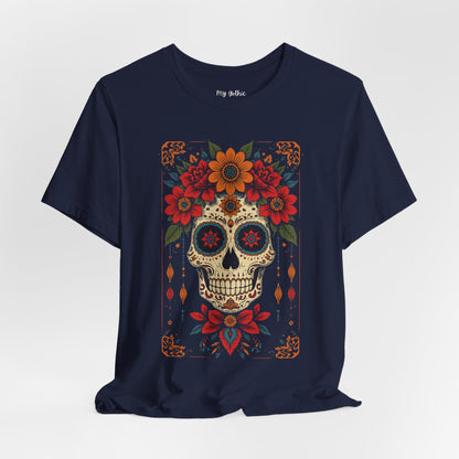 Day of the Dead Sugar Skull T-Shirt — Floral Calavera Graphic Tee
