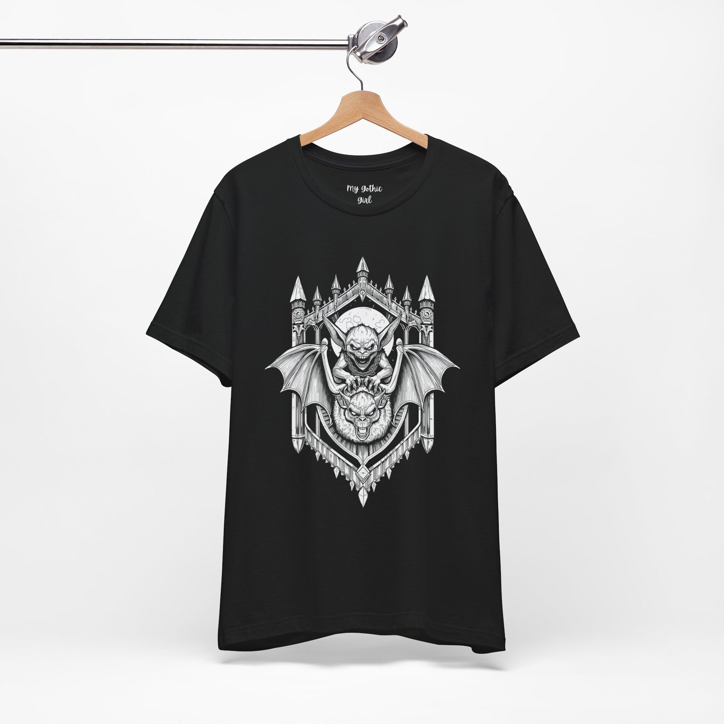 A Sinister Gremlin Riding on a Flying Bat - Graphic Tee