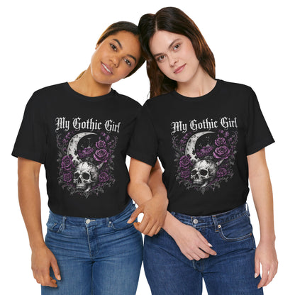 My Gothic Girl Skull Tee — Gothic Moon & Purple Roses T-Shirt