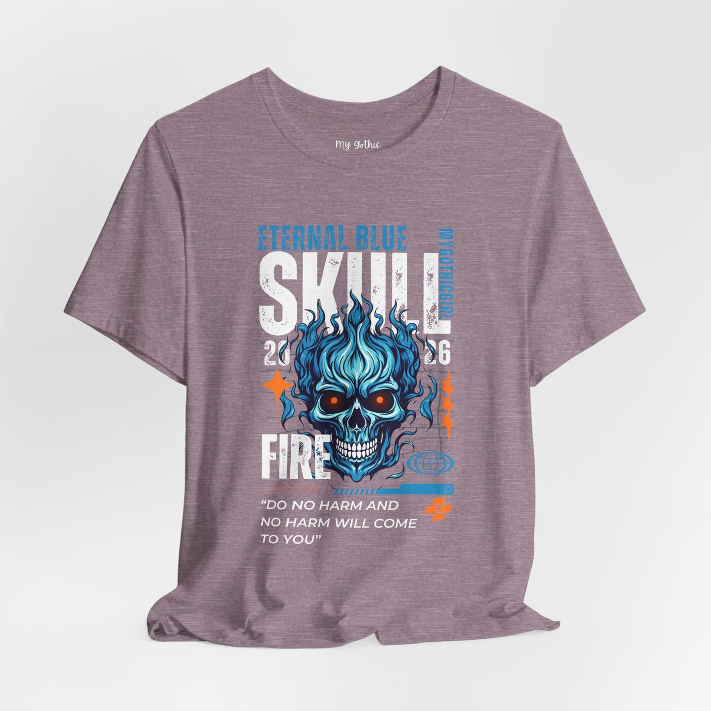 Eternal Blue Skull Flame Gothic Tee